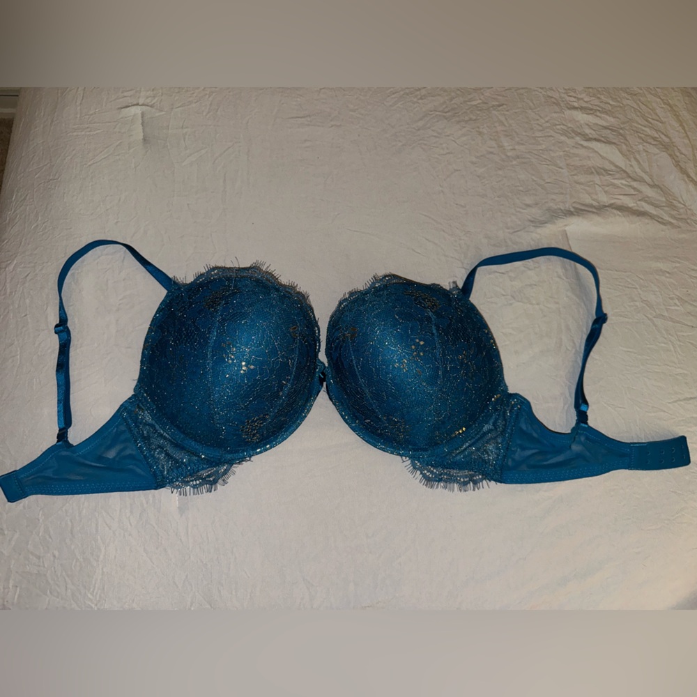 Elegant Blue Lace Bra